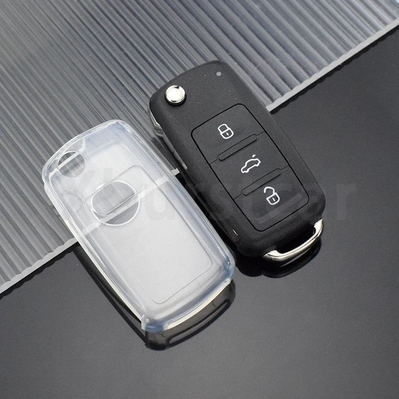 Transparent TPU Car Key Case Cover for VW Volkswagen Golf Polo Passat Jetta Beetle Bora for Skoda Octavia A5 Seat Leon Ibiza