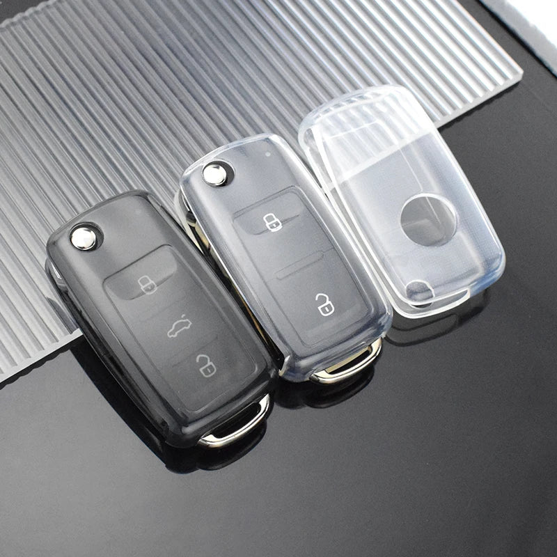 Transparent TPU Car Key Case Cover for VW Volkswagen Golf Polo Passat Jetta Beetle Bora for Skoda Octavia A5 Seat Leon Ibiza