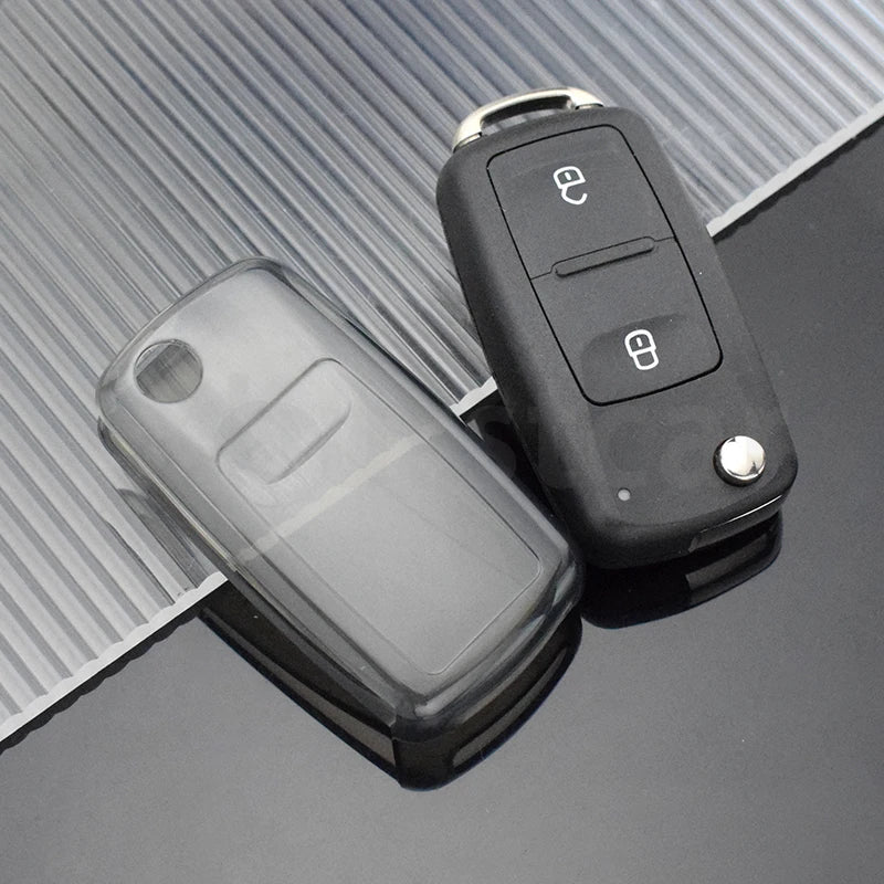 Transparent TPU Car Key Case Cover for VW Volkswagen Golf Polo Passat Jetta Beetle Bora for Skoda Octavia A5 Seat Leon Ibiza