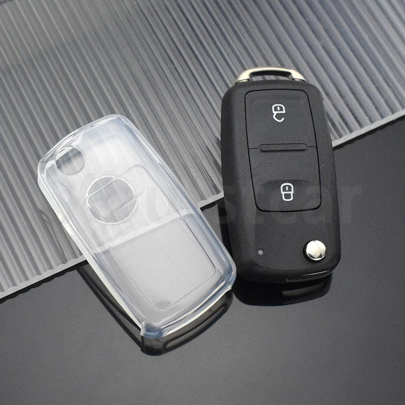 Transparent TPU Car Key Case Cover for VW Volkswagen Golf Polo Passat Jetta Beetle Bora for Skoda Octavia A5 Seat Leon Ibiza