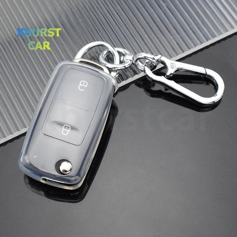 Transparent TPU Car Key Case Cover for VW Volkswagen Golf Polo Passat Jetta Beetle Bora for Skoda Octavia A5 Seat Leon Ibiza