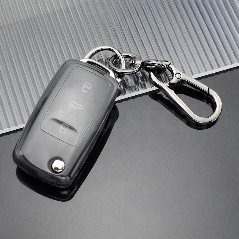 Transparent TPU Car Key Case Cover for VW Volkswagen Golf Polo Passat Jetta Beetle Bora for Skoda Octavia A5 Seat Leon Ibiza
